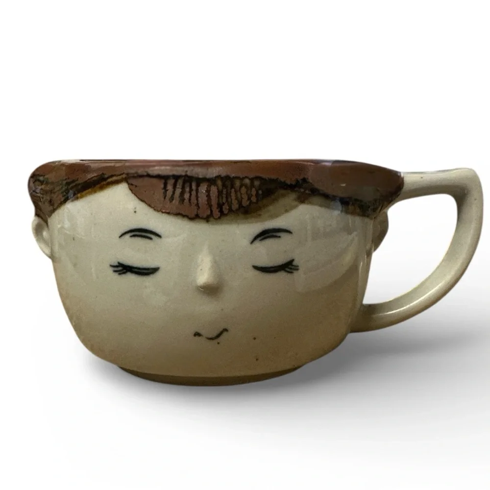 charming vintage stoneware anthropomorphic teacup